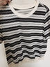 香影流蘇條紋黑色t恤女短袖2026夏裝新款寬松休閑風(fēng)正肩圓領(lǐng)上衣 黑色 L 165/88A/110-125斤 曬單實(shí)拍圖