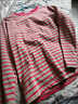 花衣麗夢(mèng)2026條紋長(cháng)袖T恤女士春秋新款寬松圓領(lǐng)小衫薄款媽媽顯瘦減齡上衣 紅色 L 建議【105-120斤】 曬單實(shí)拍圖