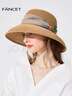 凡飾（FANCET）草帽女夏季優(yōu)雅氣質(zhì)歐根紗帽子鐘型大檐防紫外線(xiàn)防曬帽度假沙灘帽 曬單實(shí)拍圖