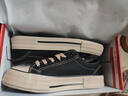 人本官方厚底黑棕帆布鞋男款2026春季情侶板鞋男 黑棕42（男款）  曬單實(shí)拍圖