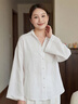 百家好（Basic House）Basic House/百家好休閑100%亞麻白色防曬襯衫女夏季薄款外搭開(kāi)衫 白色 均碼 曬單實(shí)拍圖
