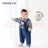 幼歌（YOUGE） 嬰幼兒春秋新款小熊牛仔爬服男女寶寶背帶褲卡通連體衣 牛仔藍1(110-120不開(kāi)檔） 100 cm 曬單實(shí)拍圖