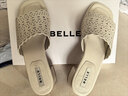 百麗布洛克雕花一字拖女2026夏新商場(chǎng)同款細膩真皮拖鞋F4U1DBT6 米白 37 曬單實(shí)拍圖