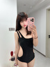 夢(mèng)黛絲2026新款斜肩泳衣女游泳度假連體性感露背顯瘦高級 星耀黑 -左斜肩 S 【150-160cm/44-52kg】 曬單實(shí)拍圖