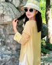 CACUSS遮陽(yáng)帽女春夏輕薄漁夫帽顯臉小盆帽戶(hù)外防曬太陽(yáng)帽子女 梔子黃 曬單實(shí)拍圖
