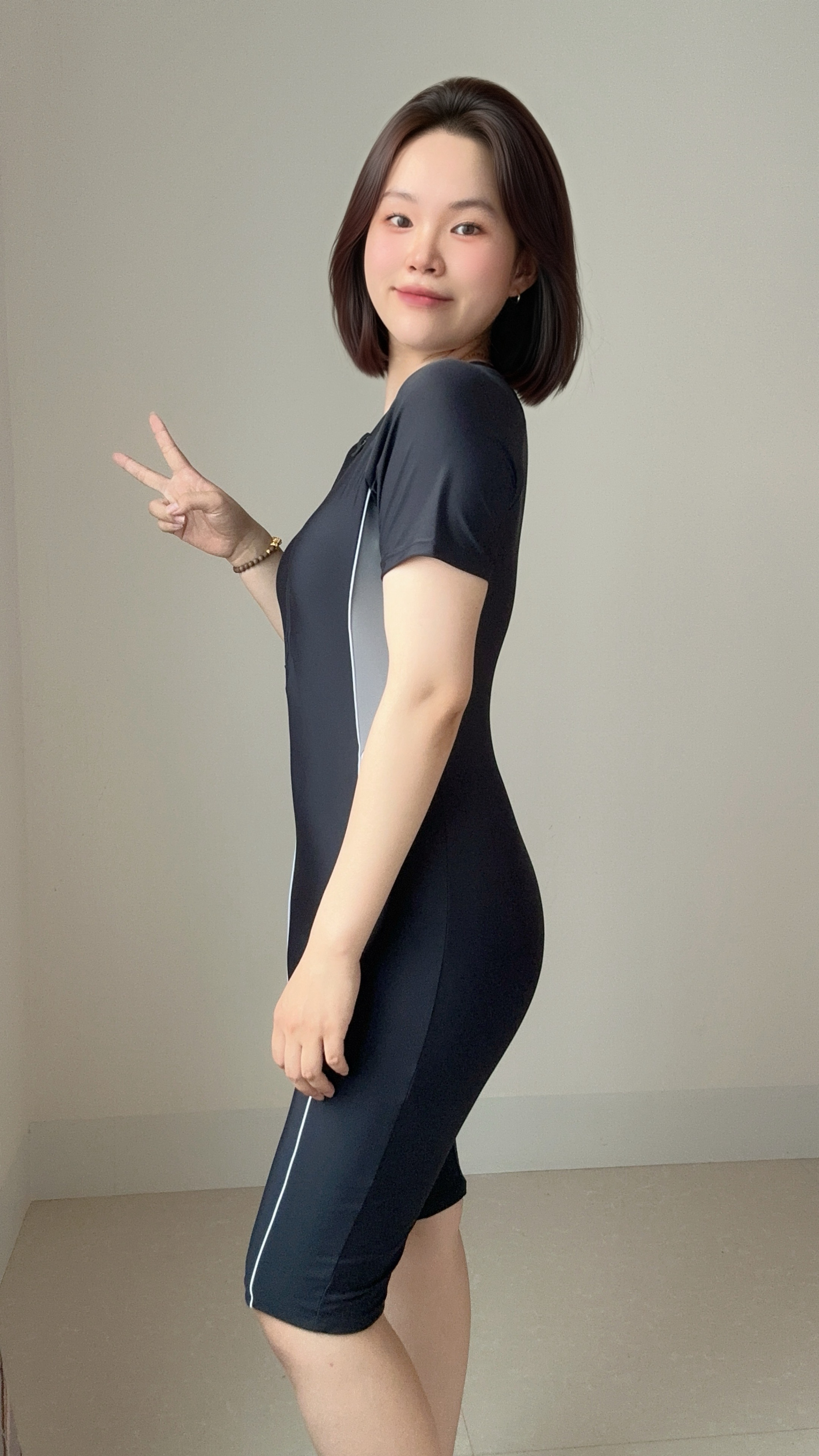 安踏（ANTA）泳衣女士連體及膝專業競速休閑游泳衣顯瘦抗氯保守沙灘溫泉泳衣女 曬單實拍圖