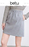 百圖betu女裝春季新款半身裙松緊腰簡(jiǎn)約休閑短裙裙子女2501T56 淺灰 M 曬單實(shí)拍圖