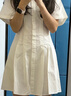 UR夏季新款女裝通勤風(fēng)壓褶修身短袖棉質(zhì)連衣裙UWU740075 本白 XS 曬單實(shí)拍圖