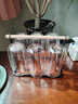 津盼雙層玻璃杯套裝6個(gè)家用耐高溫高硼硅喝水待客杯隔熱防燙泡綠茶杯 雙層杯6個(gè)+杯架 曬單實(shí)拍圖