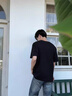 羅蒙冰絲涼感短袖T恤男士夏季新款運動半袖體恤休閑百搭上衣服 白色+黑色【印花款】 XL 【130-150斤】 曬單實拍圖