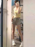 妃衣度（FYDOUL）仔短褲女夏季薄款歐美高腰彈力顯瘦寬松辣妹美式vibe風(fēng)超短熱褲 石磨黃 S 曬單實(shí)拍圖