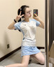 尤尼克斯（YONEX）尤尼克斯YY羽毛球服運動(dòng)服T恤上衣短袖110025BCR 女款裙褲套裝-210025BCR-水晶藍 L 曬單實(shí)拍圖