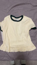 UR秋季新款女裝休閑撞色領(lǐng)荷葉邊短袖T恤UYY450262+ 象牙白 S 曬單實(shí)拍圖