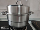 炊大皇304不銹鋼雙層蒸鍋家用復合底湯鍋蒸饅頭包子可視可立高拱蓋28cm 曬單實(shí)拍圖