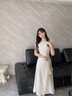 香影法式收腰白色連衣裙女2026夏季新款圓領(lǐng)氣質(zhì)a字裙白月光長(cháng)裙 白色 S 曬單實(shí)拍圖