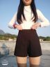 歐貝汐黑色短褲女夏季外穿高腰2026新款春秋辣妹闊腿女士薄款西裝短褲子 黑色 M 曬單實(shí)拍圖