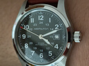 漢米爾頓（Hamilton）漢密爾頓手表男款機械表 卡其野戰小紅帽軍表42黑盤(pán)皮帶男士禮物 曬單實(shí)拍圖