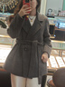 香影雙面呢羊毛大衣女冬蜜桃酥心收腰灰色西裝毛呢外套 中灰 S 155/80A/85-95斤 曬單實(shí)拍圖