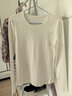 三彩2026春季新款簡(jiǎn)約純色圓領(lǐng)長(cháng)袖T恤套頭打底衫上衣修身Z 云朵白 M 160/84A 曬單實(shí)拍圖
