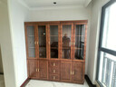 和諧家園 書(shū)柜 中古風(fēng)實(shí)木書(shū)柜黑胡桃木組合玻璃門(mén)滿(mǎn)墻落地書(shū)柜收納儲物柜 0.84m上下雙門(mén)書(shū)柜【B款】 組裝 曬單實(shí)拍圖