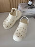 樸西沙灘洞洞鞋女款防滑新款夏季厚底增高海邊可外穿涼鞋女情侶洞洞鞋 珍珠白 39-40 曬單實(shí)拍圖