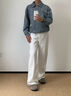 MMOPTOP白色水洗牛仔褲男士春夏季美式復古寬松直筒長(cháng)褲M(mǎn)NZK41白色L 曬單實(shí)拍圖