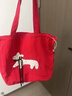 南木熊包包女包韓版ins慵懶紅色托特包大容量單肩包海邊度假輕便帆布包 小狗帆布包【不帶掛件】 曬單實(shí)拍圖