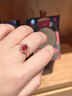 廷亮0.8克拉鴿血紅紅寶石戒指18K金鑲嵌鉆石彩寶戒指雪花款 鴿血紅0.8克拉 手寸留言(10至20號)現貨 曬單實(shí)拍圖