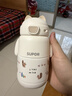 蘇泊爾（SUPOR）兒童保溫杯男女孩學(xué)生水杯水壺316L不銹鋼便攜吸管杯大容量學(xué)飲杯 【背帶款-杯口可換】椰奶白 500ml 曬單實(shí)拍圖