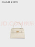 CHARLES&KEITH鱷魚(yú)紋凱莉包手提斜挎婚包包女包生日禮物CK2-50270880-1 Ivory象牙色 S 曬單實(shí)拍圖