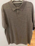 By Creations柏品易打理純羊毛豎條紋POLO衫男士夏季透氣商務(wù)t休閑套頭短袖t 灰棕色 M 曬單實(shí)拍圖