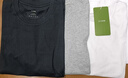 京舒棉京東自有品牌棉·10A抑菌新疆棉男裝短t打底衫T恤 白+灰+黑 曬單實(shí)拍圖