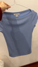 UR夏季新款女裝時(shí)尚休閑格雷系褶皺收腰短袖T恤UYB450002 紫藍 S 曬單實(shí)拍圖