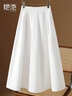 她池高腰捏褶純色半身裙女2026春裝新款優(yōu)雅氣質(zhì)中長(cháng)款傘裙 曬單實(shí)拍圖