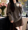 LEDP春季套裝女2026新款時(shí)尚輕奢風(fēng)寬松針織毛衣豹紋短裙兩件套 單件毛衣(高品質(zhì)) L 106-5斤 曬單實(shí)拍圖