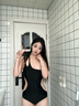 夢(mèng)黛絲2026新款斜肩泳衣女游泳度假連體性感露背顯瘦高級 星耀黑 -左斜肩 M 【155-165cm/50-58kg】 曬單實(shí)拍圖