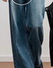 三彩2026春季新款休閑牛仔褲中腰寬松闊腿褲長(cháng)褲通勤Z 海軍藍 S 155/64A 曬單實(shí)拍圖
