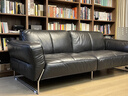 和諧都匠中古包豪斯黑曜真皮客廳直排不銹鋼意式黑色頭層牛皮沙發(fā)半青皮 2.2米三人位（油蠟皮黑色秒殺2280） 復古油蠟皮 曬單實(shí)拍圖