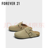 FOREVER21牛皮拖鞋女春秋勃肯鞋女外穿厚底懶人半拖鞋 卡其色 37 曬單實(shí)拍圖