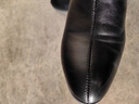 富貴鳥(niǎo)真皮女鞋秋冬季皮鞋女粗跟網(wǎng)紗短靴子高跟女士百搭媽媽鞋樓空涼鞋 黑色0031B-5（跟4cm) 短毛絨 37 曬單實(shí)拍圖