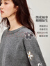 茵曼（INMAN）高級感重工立體刺繡花朵圓領(lǐng)毛衣2026春季女裝新款套頭針織衫  灰色 S 曬單實(shí)拍圖