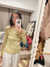 香影蕩領(lǐng)薄款t恤女長(cháng)袖2026春新款超好看小衫綠色正肩掐腰上衣 果綠 L 165/88A/110-125斤 曬單實(shí)拍圖
