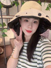 Charm Kendo遮陽(yáng)帽女太陽(yáng)帽黑膠防曬防紫外線(xiàn)百搭時(shí)尚戶(hù)外騎行漁夫帽草帽 米色 曬單實(shí)拍圖