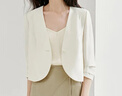 香影白色v領(lǐng)小西裝外套女2026夏季新款高級感輕職場(chǎng)薄款西服上衣 米白 L 165/88A/110-125斤 曬單實(shí)拍圖