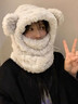 蘇木佰（SOMUBAY）可愛小熊毛絨套頭帽子女冬季加絨圍脖一體騎車保暖雷鋒帽禮物女 米色【帶標】【優(yōu)質(zhì)面料】 均碼(54-60cm) 曬單實拍圖