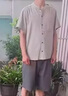 皮爾卡丹（pierre cardin）亞麻短袖唐裝男夏季新款中年爸爸休閑涼感透氣親膚復古襯衫兩件套 淺灰衣深灰褲 XL (125-140斤) 曬單實(shí)拍圖