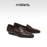 妙麗（Millies）英倫風(fēng)小皮鞋女羊皮單鞋女百搭一腳蹬復古低跟樂(lè )福鞋女 棕色 35 曬單實(shí)拍圖