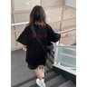 純棉美式復古字母印花短袖t恤女夏季寬松設計感半袖上衣潮牌高街 黑色【純棉重磅】 L （100-120斤） 曬單實(shí)拍圖