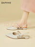 達芙妮（DAPHNE）法式氣質(zhì)尖頭包頭涼鞋女夏季水鉆百搭時(shí)尚粗跟時(shí)裝鞋女鞋 銀色 37 曬單實(shí)拍圖