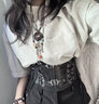 鹿珊伍腰封歐美復古蕾絲外搭腰帶襯衣連衣裙束腰洛麗塔朋克哥特外穿配飾 蕾絲流蘇系帶腰封 曬單實(shí)拍圖